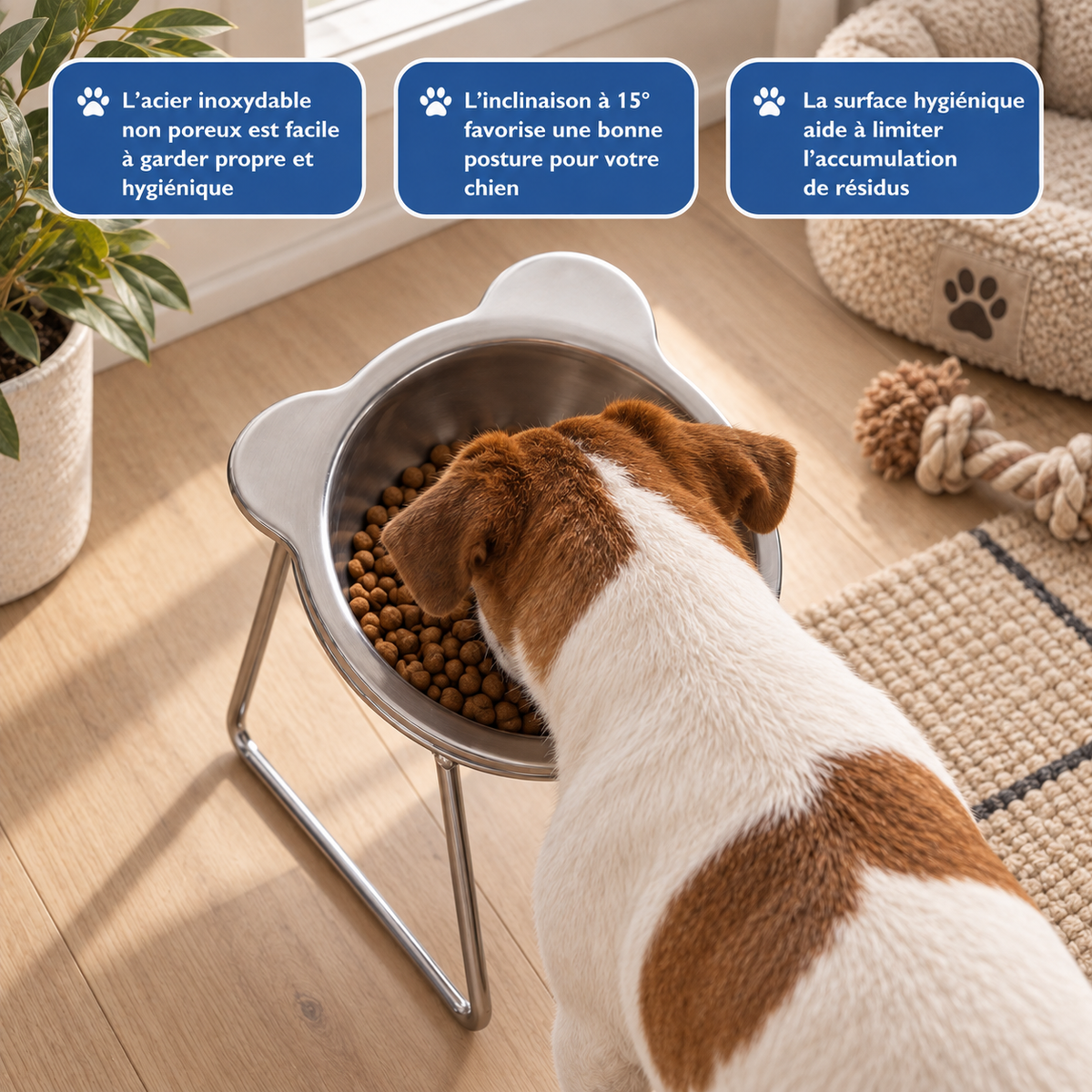 Gamelle surélevée en inox pour chien | Nelo