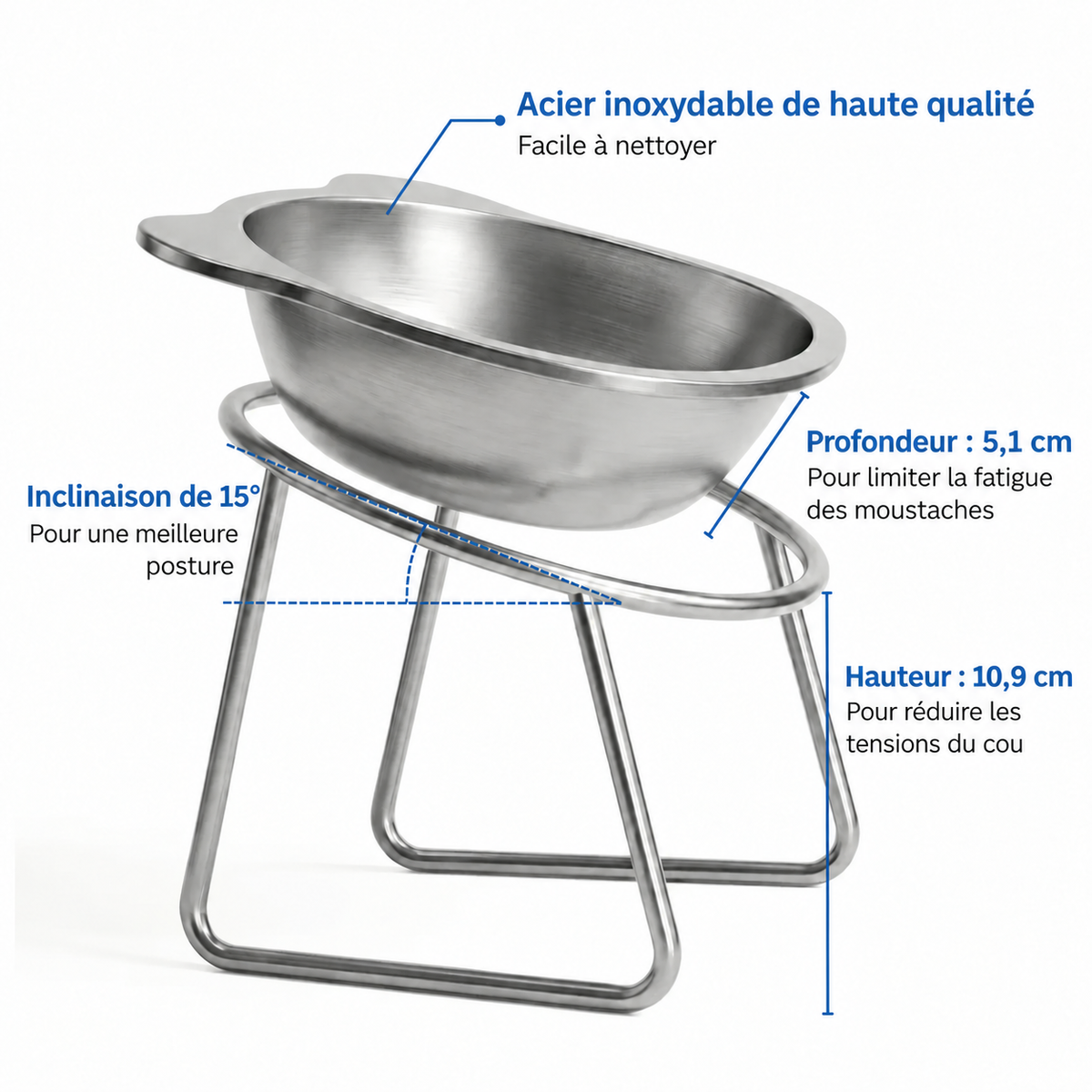Gamelle surélevée en inox pour chat | Nelo