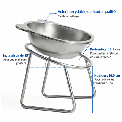 Gamelle surélevée en inox pour chat | Nelo