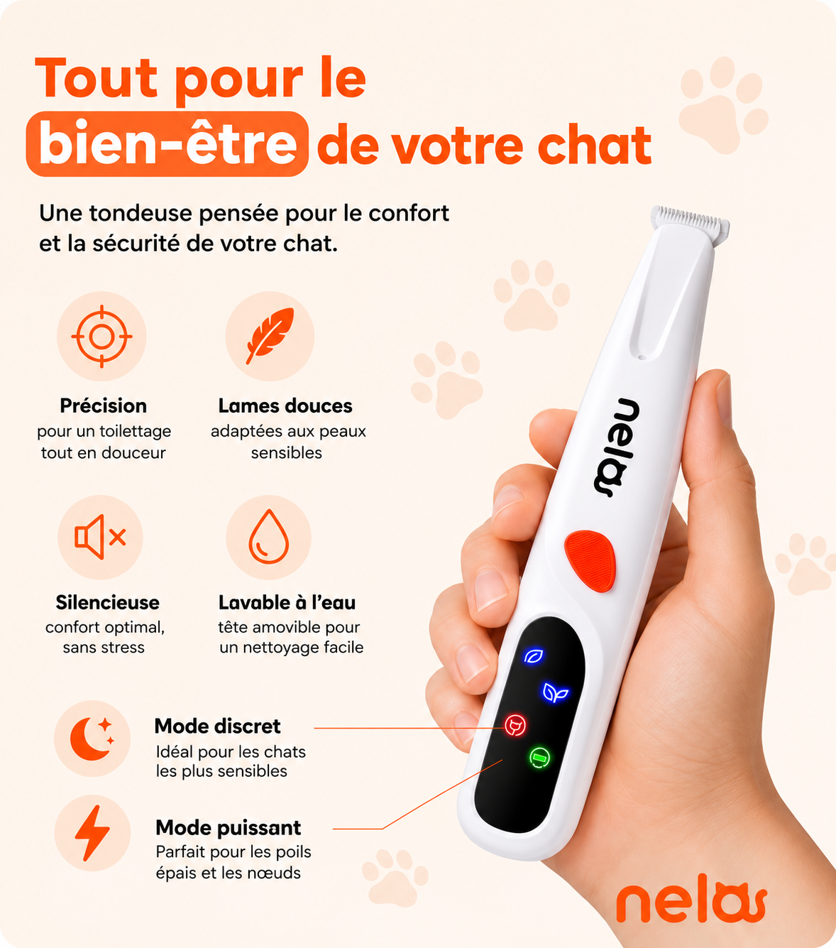 Tondeuse de toilettage pour chat | Nelo